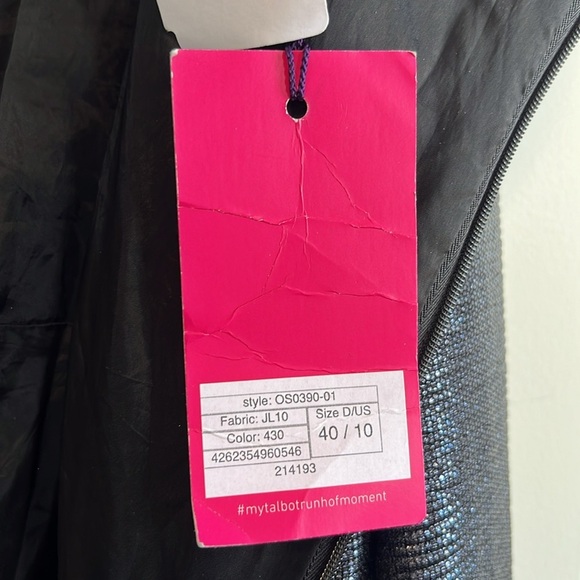 Talbot Runhof Dress size 10 metallic mirrorball draped dress navy $1495 MSRP - Picture 10 of 12